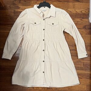 American Eagle Cream Corduroy Shirt Dress